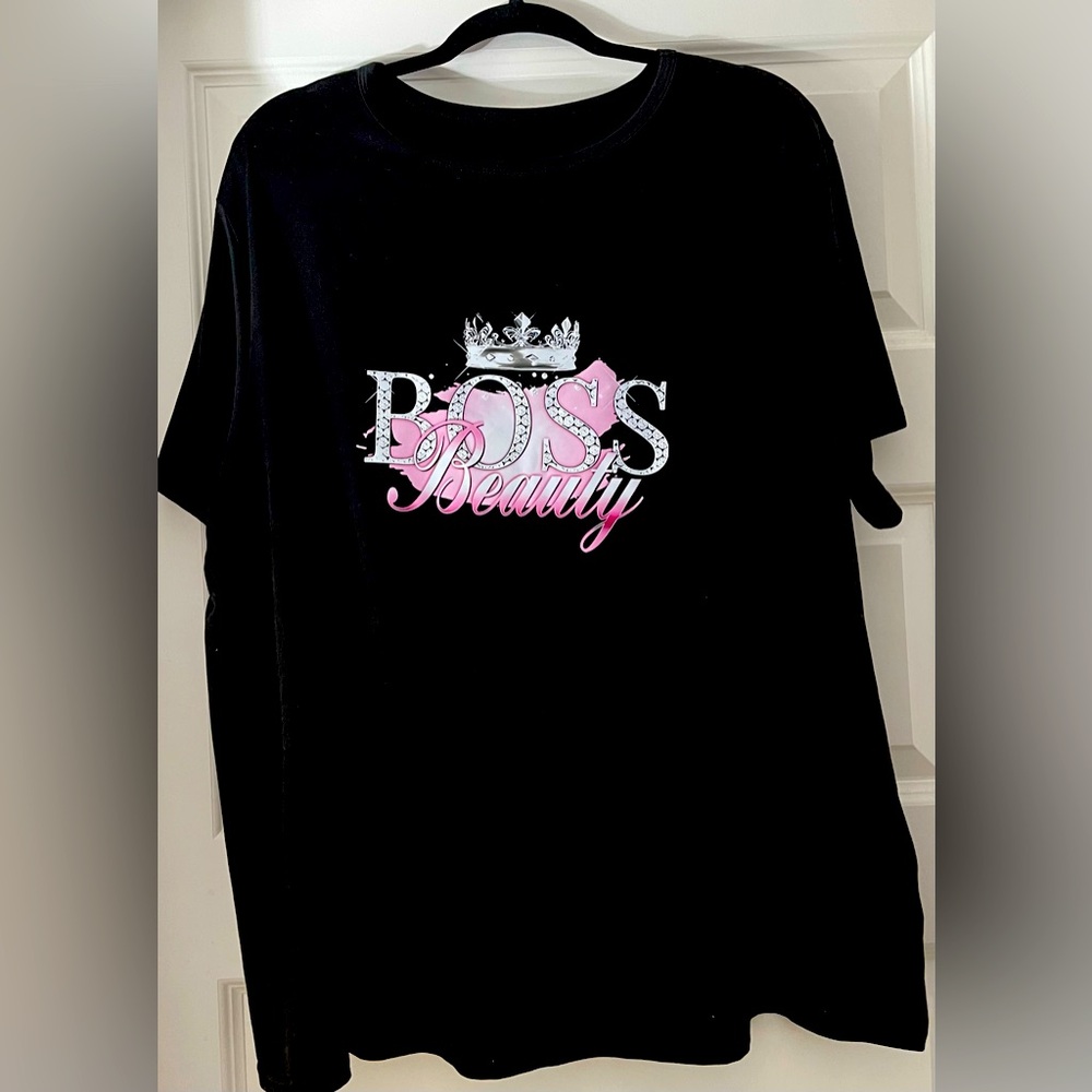 Plus Size 4XL “BOSS Beauty”- Classic Crew Neck Short Sleeve Graphic Tee